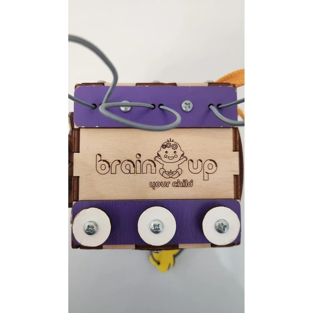 BrainUp Wooden‎ Busy Cube Sensory Montessori Activity Toddler Toy 6 activities